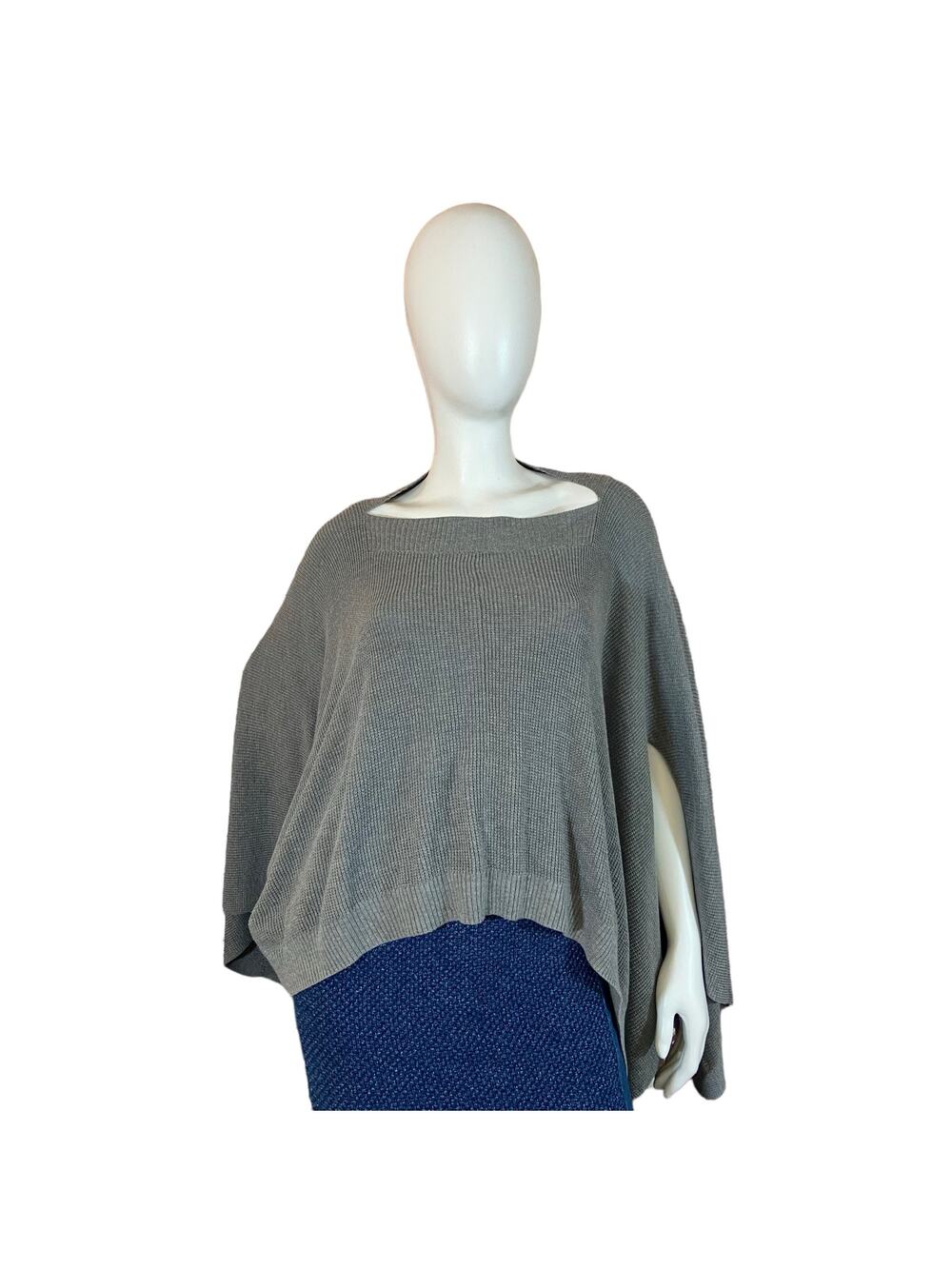 Lululemon Gray Cashmere Blend Knit Poncho OS Draped Wrap Sweater